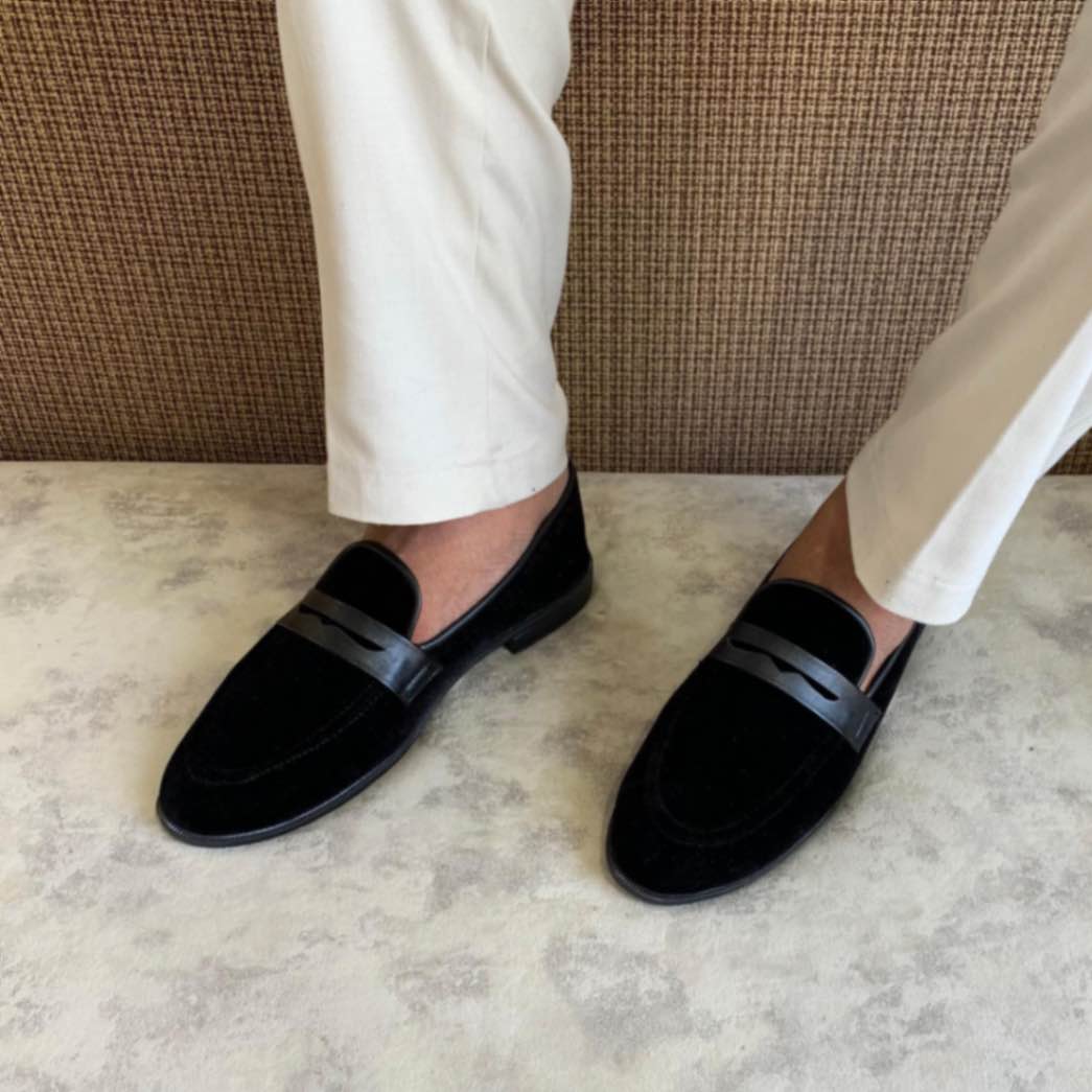 Men's Black Suede Loafer - elaynebd