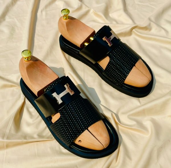 Premium Black Leather Sandals - Image 4
