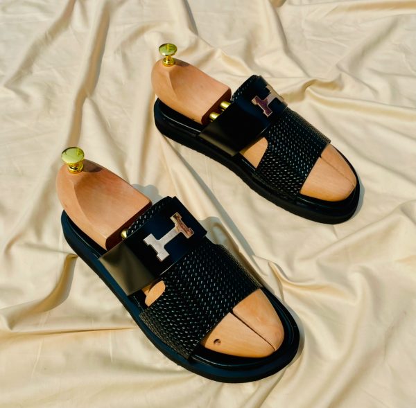 Premium Black Leather Sandals - Image 5
