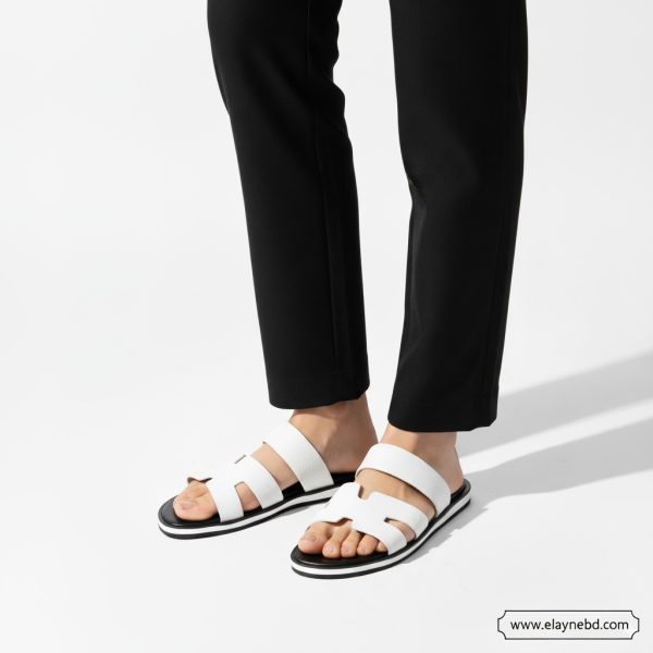 Elayne Luxe Crossover – White Leather Sandals for Men - Image 3