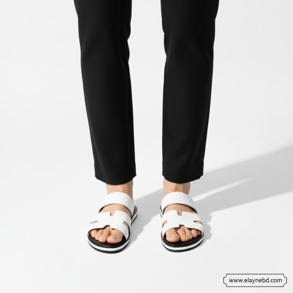 Elayne Luxe Crossover – White Leather Sandals for Men - Image 2