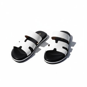 Elayne Luxe Crossover – White Leather Sandals for Men