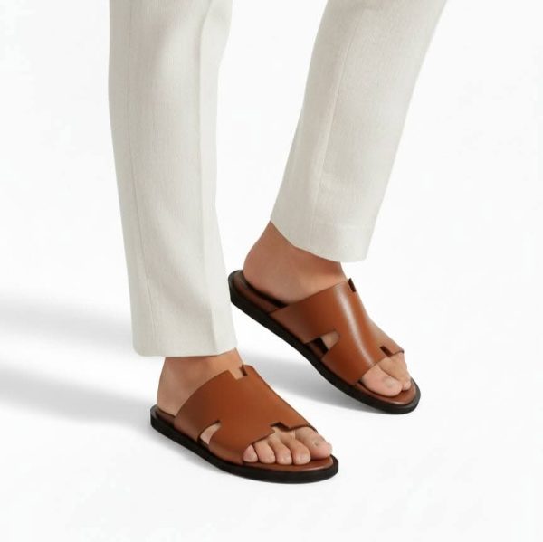 Premium Oran Sandals Classic H-Cut Leather Slides - Image 3
