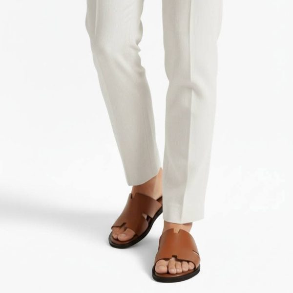 Premium Oran Sandals Classic H-Cut Leather Slides - Image 4