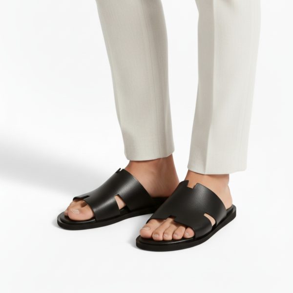 Premium Oran Sandals Classic H-Cut Leather Slides - Image 2