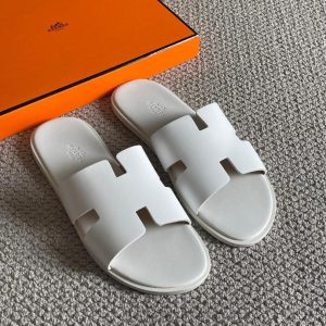 Hermes men's flat sandal white
